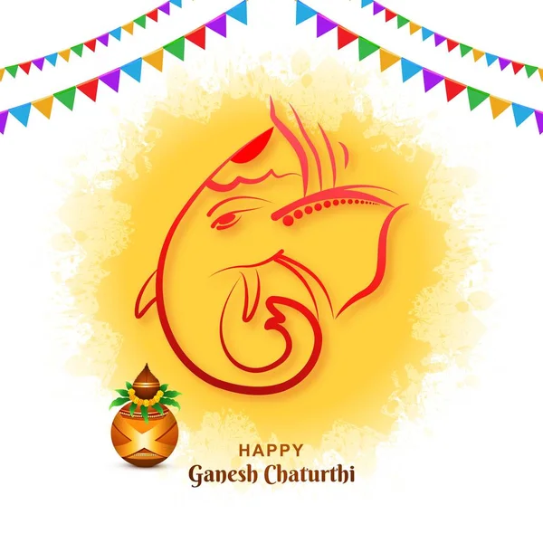 Happy Ganesh Chaturthi Indian Religious Festival Card Background — Vector de stock