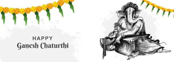 Traditional Happy Ganesh Chaturthi Festival Celebration Banner Background — Vector de stock