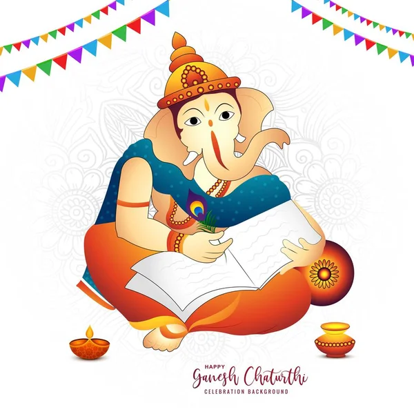 Happy Ganesh Chaturthi Indian Festival Celebration Card Background — Vetor de Stock