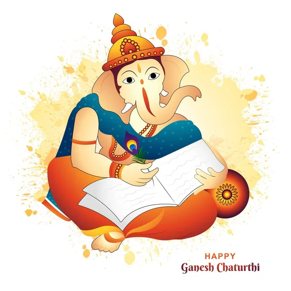 Happy Ganesh Chaturthi Indian Religious Festival Card Illustration Background — Vetor de Stock