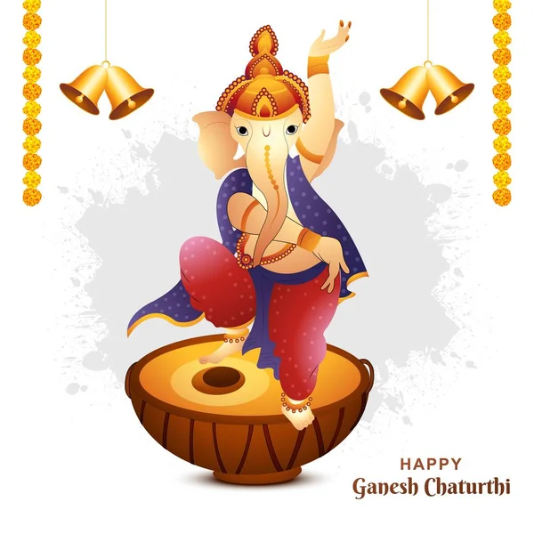 Happy Ganesh Chaturthi Indian Religious Festival Card Illustration Background — Stok Vektör