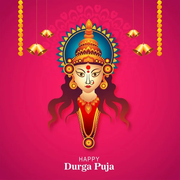 Happy Navratri Artistic Durag Face Durga Puja Indian Celebra — Stock Vector