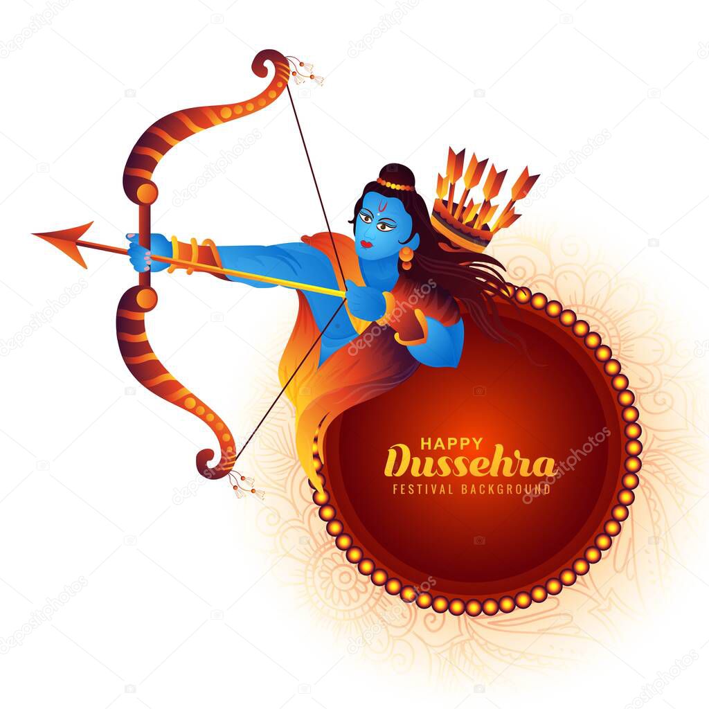 Illustration of lord rama in navratri festival of india festival for happy dussehra card background