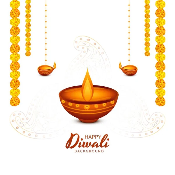 Felice Diwali Diya Colorato Indù Festival Card Sfondo — Vettoriale Stock