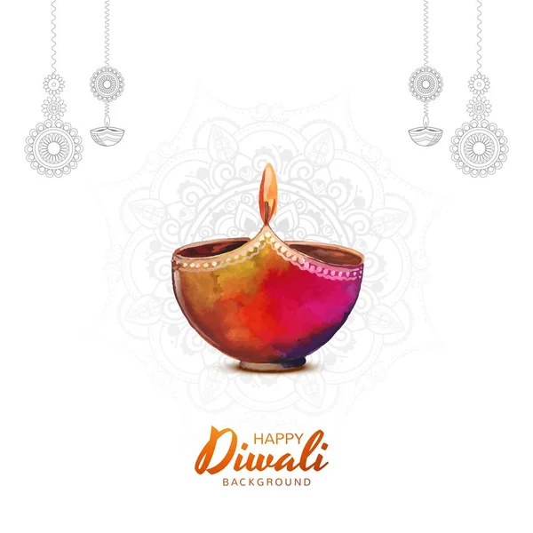 Illustrazione Bruciare Diya Sfondo Felice Carta Vacanza Diwali — Vettoriale Stock