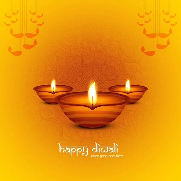 Šťastné Diwali Přání Hořící Olejová Lampa Festival Backgr — Stockový vektor