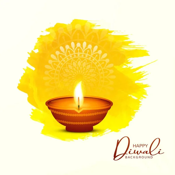 Festival Hindu Tradicional Diwali Lâmpada Cartão Fundo — Vetor de Stock