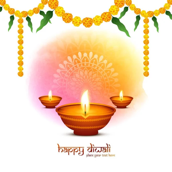 Иллюстрация Сжигания Diya Счастливом Фоне Праздника Diwali — стоковый вектор