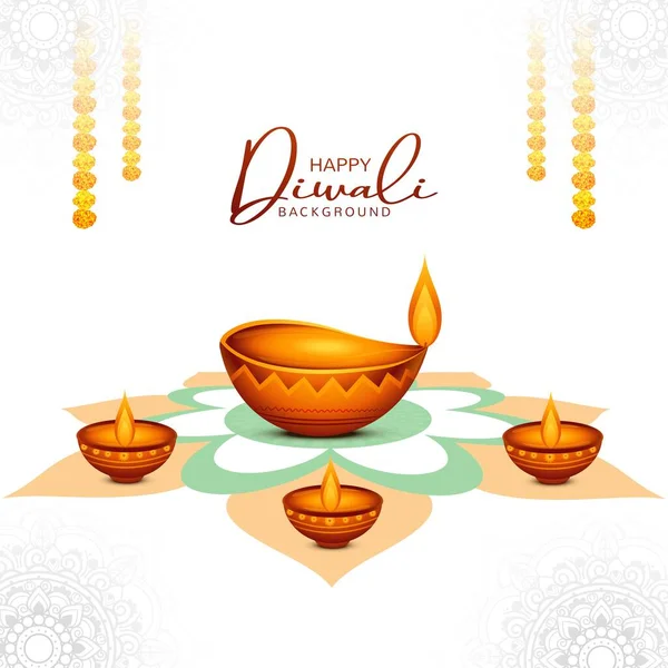 Festa Tradizionale Indiana Diwali Con Sfondo Carta Lampade — Vettoriale Stock