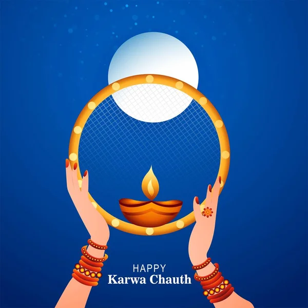 Fondo Tarjeta Festival Karwa Chauth Indio — Vector de stock