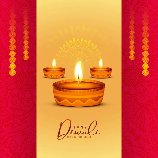 Happy Diwali Diya Lampy Dovolená Karta Oslava Plakát Backgrou — Stockový vektor