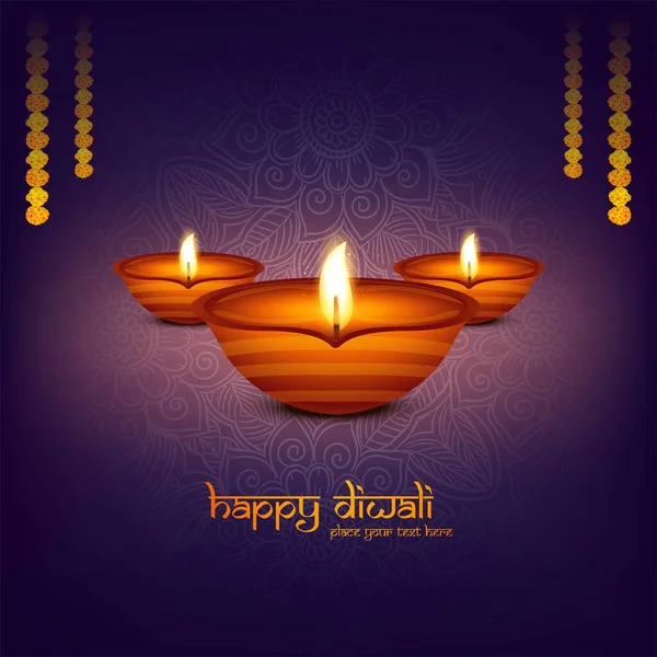 Elegantní Přání Šťastný Diwali Diya Oslavy Pozadí Festivalu — Stockový vektor