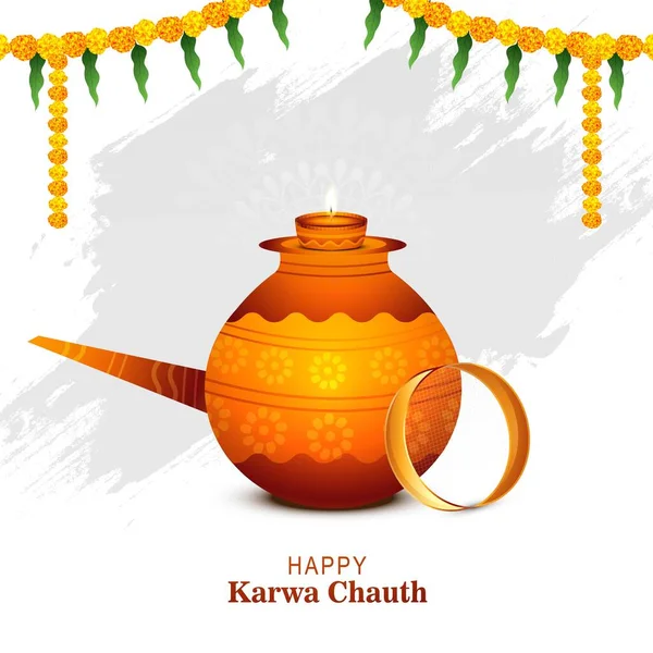 Fondo Tarjeta Felicitación Feliz Festival Karwa Chauth — Vector de stock