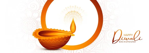 Happy Diwali Pozadí Diya Karta Banner Slavnostní Design — Stockový vektor