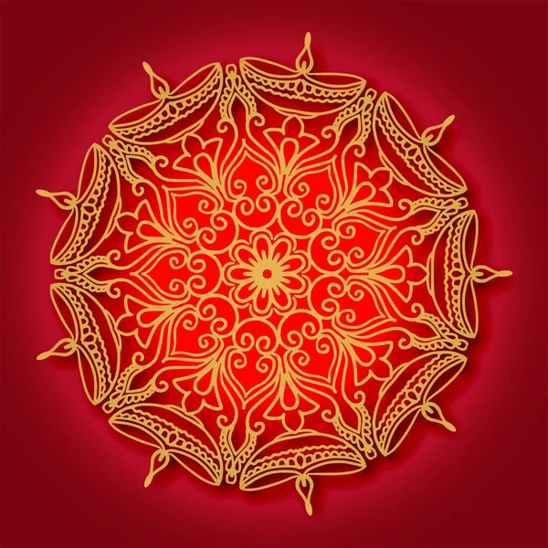 Ευτυχισμένο Diwali Χρυσό Mandala Πλαίσιο Κάρτα Εορτασμού Φόντο — Διανυσματικό Αρχείο