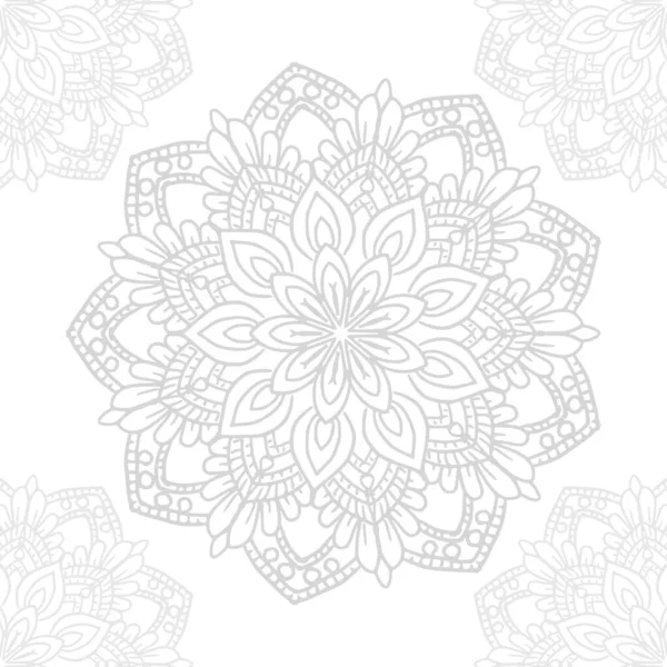 白を基調とした装飾グレー曼荼羅 — ストックベクタ