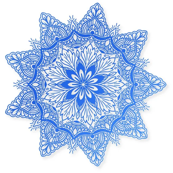 白を基調とした青の装飾曼荼羅図 — ストックベクタ