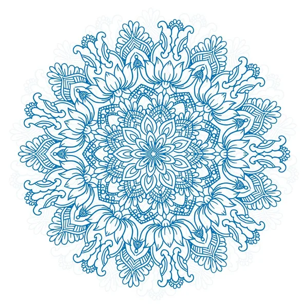 Mandala Azul Decorativa Sobre Fundo Branco — Vetor de Stock