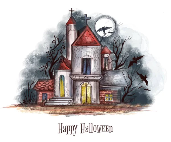 Halloween Gruselige Haus Illustration Hintergrund — Stockvektor