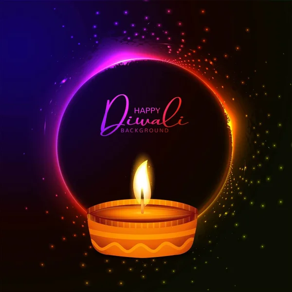 Κομψό Ευχετήρια Κάρτα Ευτυχισμένη Diwali Diya Γιορτή Bac Φεστιβάλ — Διανυσματικό Αρχείο