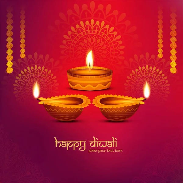 Feliz Diwali Lâmpada Óleo Festival Celebração Cartão Fundo — Vetor de Stock
