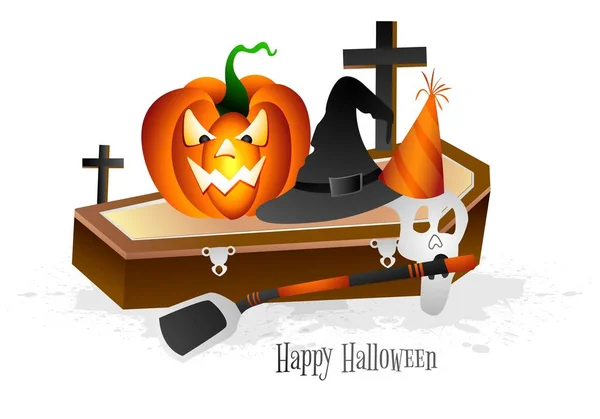 Halloween Fundo Assustador Abóbora Cartão Ilustração Design — Vetor de Stock