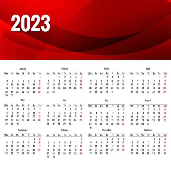 Año Nuevo 2023 Plantilla Calendario Diseño — Vector de stock