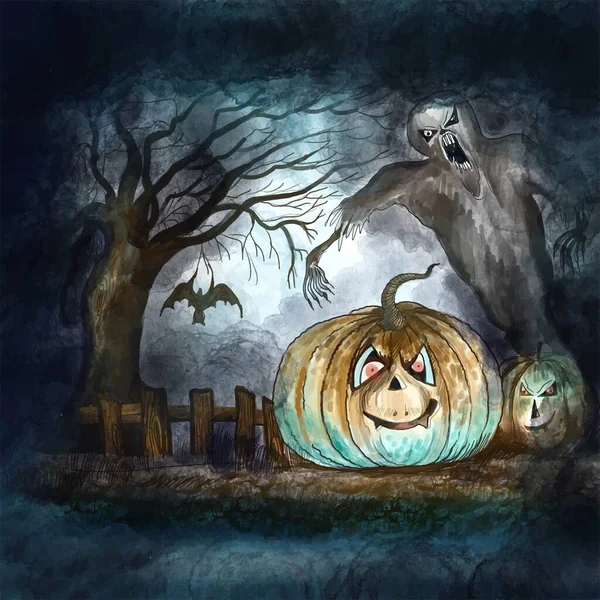 Haunted Halloween Pumkin Fondo — Vector de stock