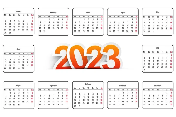 Diseño Plantilla Calendario 2023 Abstracto — Vector de stock