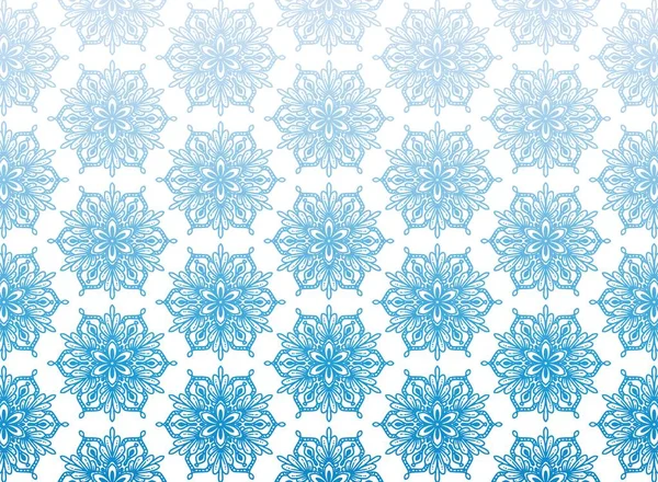 Etnische Decoratieve Blauwe Mandala Patroon Witte Achtergrond — Stockvector