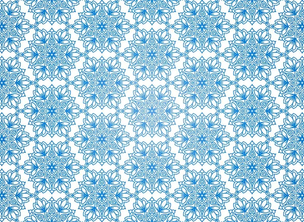 Etnische Decoratieve Blauwe Mandala Patroon Witte Achtergrond — Stockvector