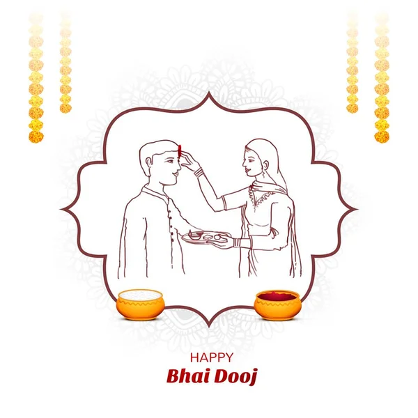 Happy Bhai Dooj Όμορφη Απεικόνιση Στο Ινδικό Φόντο Γιορτή — Διανυσματικό Αρχείο