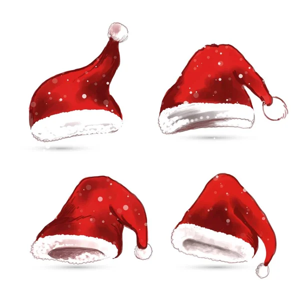 Elegant Santa Claus Hat Set White Background — Stock Vector