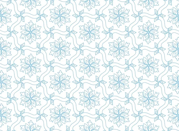 Decoratieve Etnische Bloemen Naadloze Blauwe Patroon Achtergrond — Stockvector