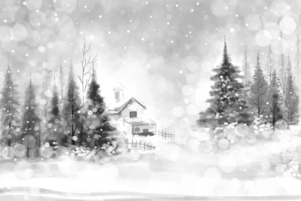 Winter Hintergrund Von Schnee Und Frost Weihnachtsbaum Karte Design — Stockvektor