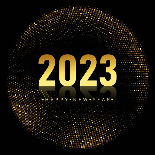 Ευτυχισμένο Νέο Έτος 2023 Φεστιβάλ Καρτών Διακοπών Φόντο Glitters — Διανυσματικό Αρχείο