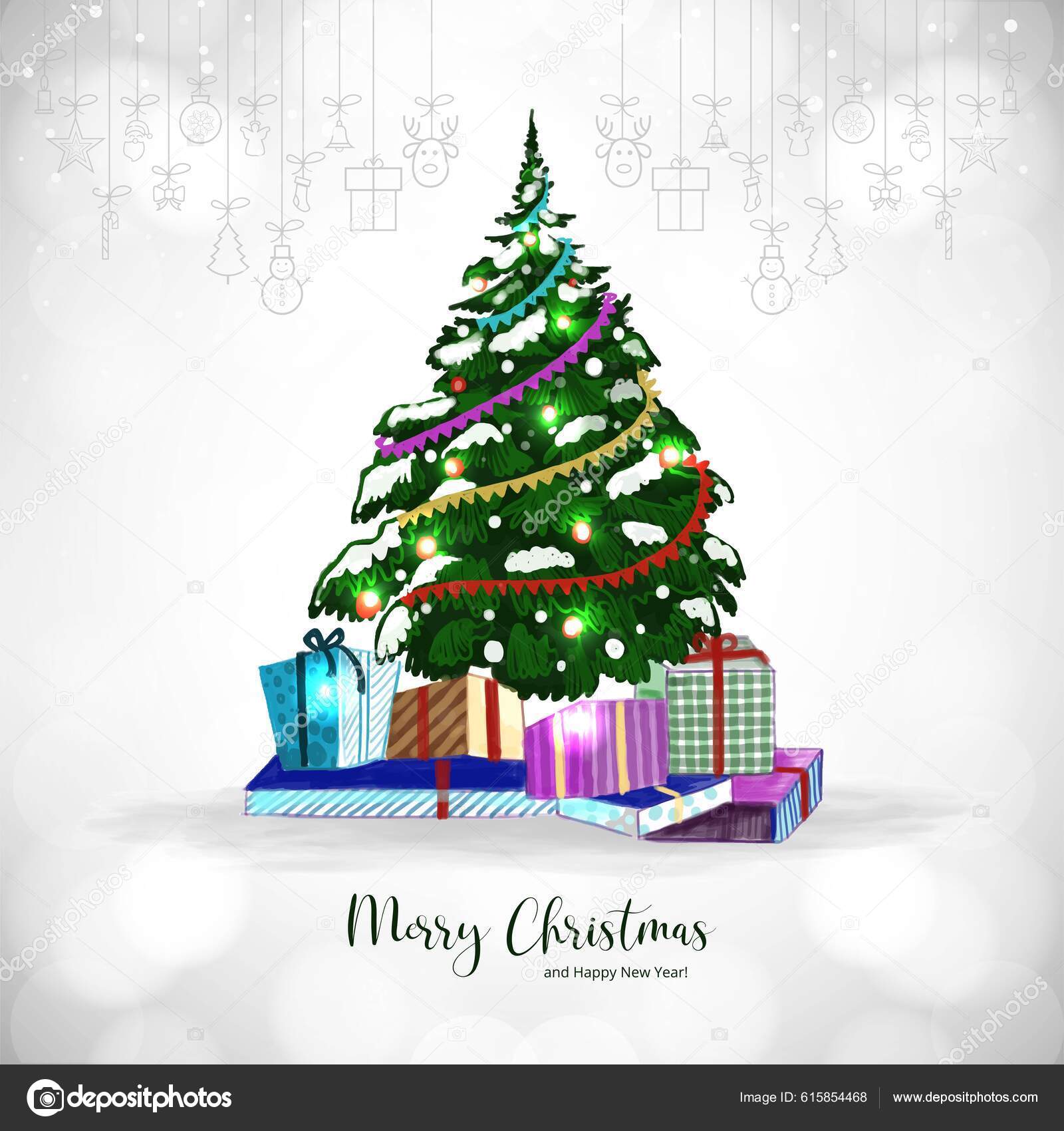 Elegant Decorative Christmas Tree Card Background Stock Vector by