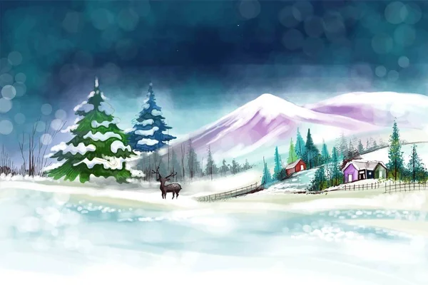 Пейзаж Зимних Новогодних Праздников — стоковый вектор