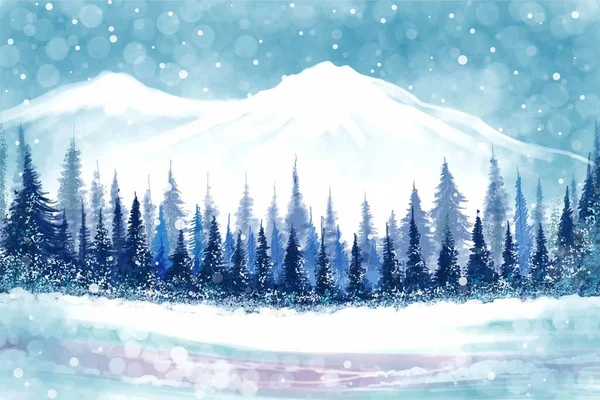 Paysage Pour Arbre Forestier Hiver Nouvel Vacances Fond Carte Noël — Image vectorielle