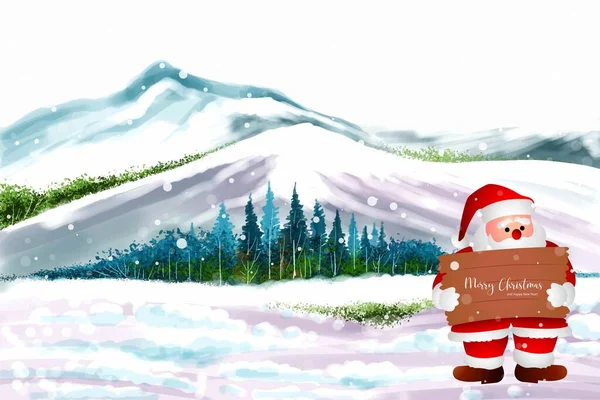 Paisaje Para Vacaciones Invierno Año Nuevo Navidad Tarjeta Fondo — Archivo Imágenes Vectoriales