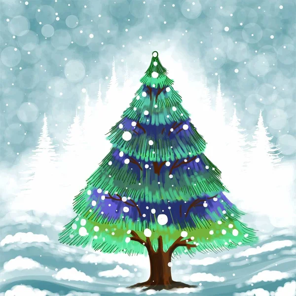 Bela Árvore Natal Fundo Cartão Inverno — Vetor de Stock
