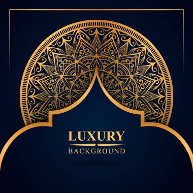 Lüks mandala arka planında altın arabesk desenli Arap İslami doğu tarzı. Baskı, broşür, el ilanı, afiş, poster, kapak için dekoratif mandala,