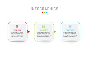 3 boyutlu kağıt etiketli vektör bilgi şablonu, entegre daireler. 3 seçenekli iş konsepti. İçerik, diyagram, akış şeması, adımlar, parçalar için