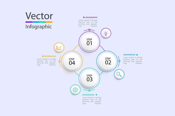 Διανυσματικό Infographic Template Χάρτινη Ετικέτα Ολοκληρωμένους Κύκλους Επιχειρηματική Ιδέα Επιλογές — Διανυσματικό Αρχείο