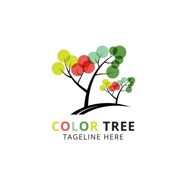 Renkli Ağaç Logosu Şablonu — Stok Vektör