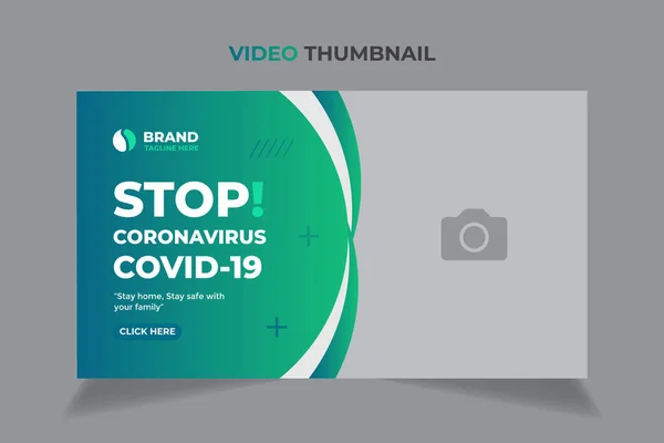 Covid Miniatura Video Modificabile Design Banner Web Sanità Medica Allenamento — Vettoriale Stock
