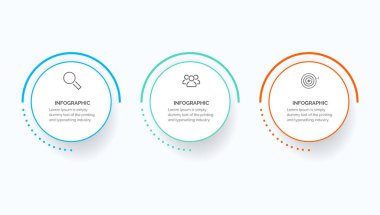 İş verisi görselleştirmesi. İşlem çizelgesi. Grafiğin soyut unsurları, 3 aşamalı diyagram, seçenekler, parçalar veya süreçler. Infographic için yaratıcı bir kavram