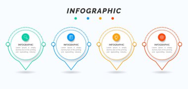 Simgeli vektör bilgi etiketi şablonu. seçenekler ya da adımlar. İş kavramı için bilgi grafikleri. Bilgi grafikleri, akış grafikleri, sunumlar, web siteleri, afişler, yazılı materyaller için kullanılabilir.