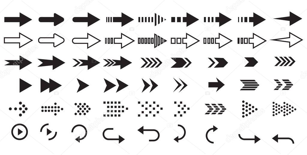 Arrow set icon. set arrow symbols. Arrow isolated vector graphic elements.