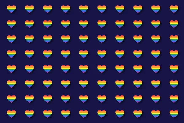 Pride Month Banner Rainbow Hearts Colorful Text Lgbt Movement Vibrant — Stockový vektor